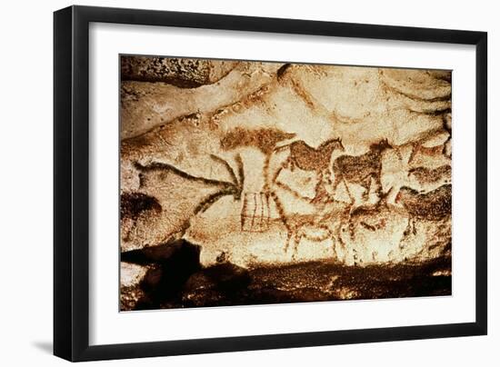 Cave Painting of Horses and Deer, circa 15000 BC-null-Framed Giclee Print