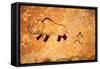 Cave Painting Of Primitive Man Hunting For Mammoth-Nomad Soul-Framed Stretched Canvas