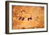 Cave Painting Of Primitive Man Hunting For Mammoth-Nomad Soul-Framed Art Print
