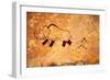 Cave Painting Of Primitive Man Hunting For Mammoth-Nomad Soul-Framed Art Print