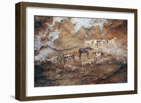 Cave Paintings Depicting Cattle, Prehistoric Caves on Gilf Kebir Plateau-null-Framed Giclee Print