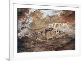 Cave Paintings Depicting Cattle, Prehistoric Caves on Gilf Kebir Plateau-null-Framed Giclee Print