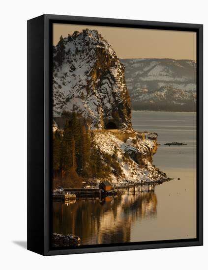 Cave Rock Tunnel Seen from Logan Shoals East Side Lake Tahoe Nevada, USA-Tom Norring-Framed Stretched Canvas