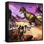 Cavemen, Dinosaur and Volcano - for an Article About Special Effects-Gerry Wood-Framed Stretched Canvas