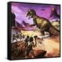 Cavemen, Dinosaur and Volcano - for an Article About Special Effects-Gerry Wood-Framed Stretched Canvas