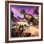 Cavemen, Dinosaur and Volcano - for an Article About Special Effects-Gerry Wood-Framed Giclee Print