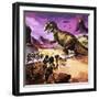 Cavemen, Dinosaur and Volcano - for an Article About Special Effects-Gerry Wood-Framed Giclee Print