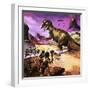 Cavemen, Dinosaur and Volcano - for an Article About Special Effects-Gerry Wood-Framed Giclee Print