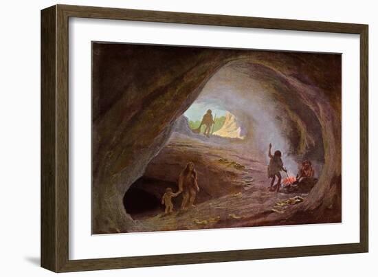 Cavemen During the Ice Age, after a Sketch by Professor Klaatsch, Late 19th Century-W. Kranz-Framed Giclee Print