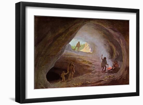 Cavemen During the Ice Age, after a Sketch by Professor Klaatsch, Late 19th Century-W. Kranz-Framed Giclee Print