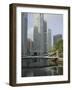 Cavenagh Bridge and the Singapore River Looking Towards the Financial District, Singapore-Amanda Hall-Framed Photographic Print