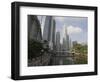 Cavenagh Bridge and the Singapore River Looking Towards the Financial District, Singapore-Amanda Hall-Framed Photographic Print