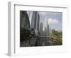 Cavenagh Bridge and the Singapore River Looking Towards the Financial District, Singapore-Amanda Hall-Framed Photographic Print