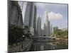 Cavenagh Bridge and the Singapore River Looking Towards the Financial District, Singapore-Amanda Hall-Mounted Photographic Print