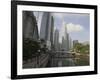 Cavenagh Bridge and the Singapore River Looking Towards the Financial District, Singapore-Amanda Hall-Framed Photographic Print