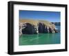 Caves at Raming Hole, Looking Towards Stackpole Head, Pembrokeshire, Wales, United Kingdom, Europe-David Clapp-Framed Photographic Print