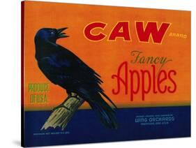 Caw Apple Crate Label - Medford, OR-Lantern Press-Stretched Canvas