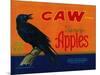 Caw Apple Crate Label - Medford, OR-Lantern Press-Mounted Art Print