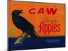 Caw Apple Crate Label - Medford, OR-Lantern Press-Mounted Art Print