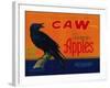 Caw Apple Crate Label - Medford, OR-Lantern Press-Framed Art Print