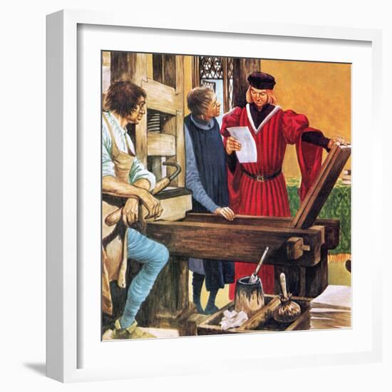 Caxton's Printing Press-Peter Jackson-Framed Giclee Print