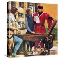 Caxton's Printing Press-Peter Jackson-Stretched Canvas