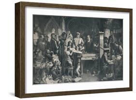 'Caxton Showing the First Specimen of his Printing to King Edward IV', c1858, (1911)-Daniel Maclise-Framed Giclee Print