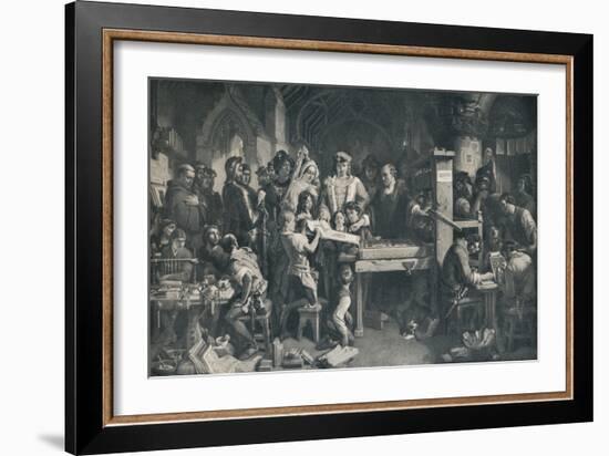'Caxton Showing the First Specimen of his Printing to King Edward IV', c1858, (1911)-Daniel Maclise-Framed Giclee Print