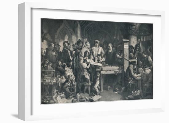 'Caxton Showing the First Specimen of his Printing to King Edward IV', c1858, (1911)-Daniel Maclise-Framed Giclee Print