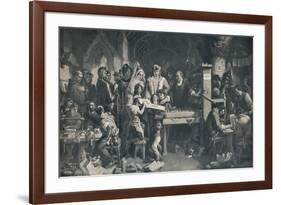 'Caxton Showing the First Specimen of his Printing to King Edward IV', c1858, (1911)-Daniel Maclise-Framed Giclee Print