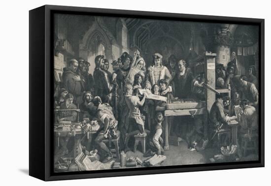 'Caxton Showing the First Specimen of his Printing to King Edward IV', c1858, (1911)-Daniel Maclise-Framed Stretched Canvas
