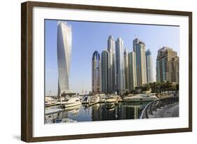 Cayan Tower, Dubai Marina, Dubai, United Arab Emirates, Middle East-Amanda Hall-Framed Photographic Print