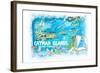 Cayman Islands Illustrated Travel Map with Roads and Highlights-M. Bleichner-Framed Art Print