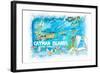 Cayman Islands Illustrated Travel Map with Roads and Highlights-M. Bleichner-Framed Art Print