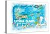 Cayman Islands Illustrated Travel Map with Roads and Highlights-M. Bleichner-Stretched Canvas