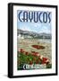 Cayucos, California - Beach and Pier Scene-Lantern Press-Framed Art Print