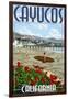 Cayucos, California - Beach and Pier Scene-Lantern Press-Framed Art Print