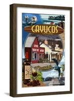 Cayucos, California - Montage Scenes-Lantern Press-Framed Art Print