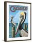 Cayucos, California - Pelicans-Lantern Press-Framed Art Print