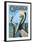 Cayucos, California - Pelicans-Lantern Press-Framed Art Print