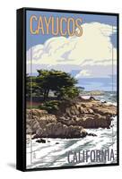 Cayucos, California - Rocky Shore-Lantern Press-Framed Stretched Canvas