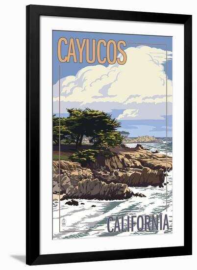 Cayucos, California - Rocky Shore-Lantern Press-Framed Art Print