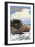 Cayucos, California - Rocky Shore-Lantern Press-Framed Art Print