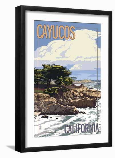 Cayucos, California - Rocky Shore-Lantern Press-Framed Art Print