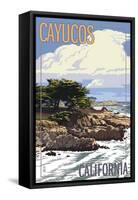 Cayucos, California - Rocky Shore-Lantern Press-Framed Stretched Canvas