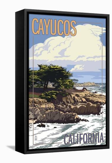 Cayucos, California - Rocky Shore-Lantern Press-Framed Stretched Canvas