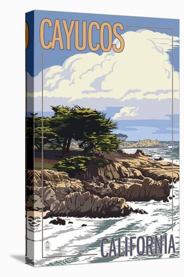 Cayucos, California - Rocky Shore-Lantern Press-Stretched Canvas