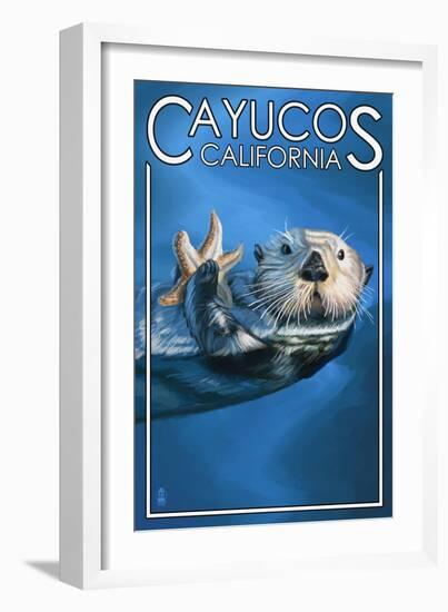 Cayucos, California - Sea Otter-Lantern Press-Framed Art Print