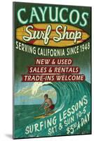 Cayucos, California - Surf Shop-Lantern Press-Mounted Art Print