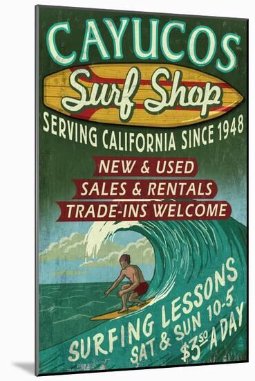 Cayucos, California - Surf Shop-Lantern Press-Mounted Art Print